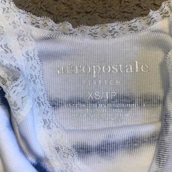 NWT Aeropostale Ribbed Stripe Tie Dye Tank Top with Lace Spaghetti Straps, XS - Picture 10 of 11